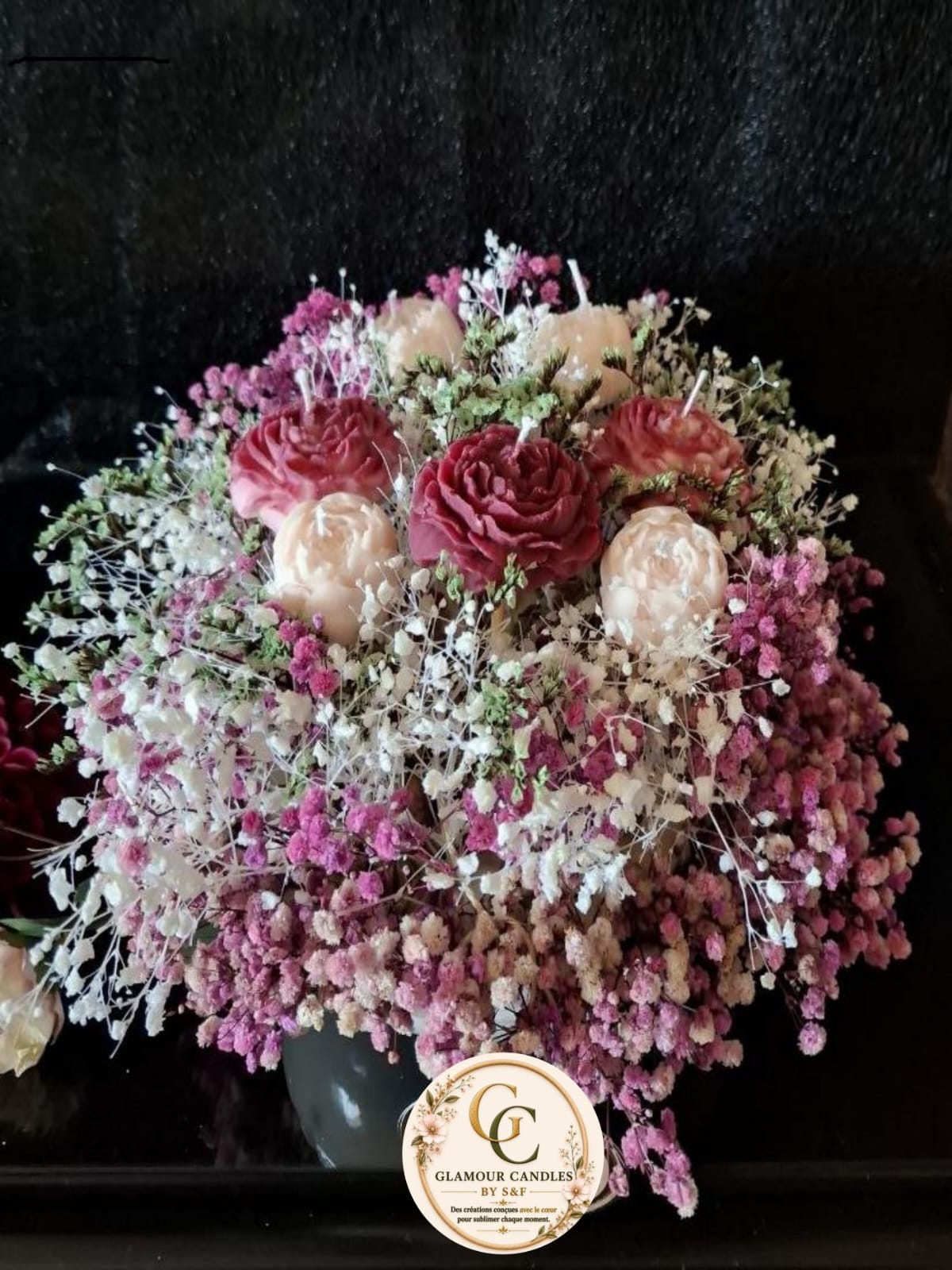 Grand bouquet bougie artisanale 12