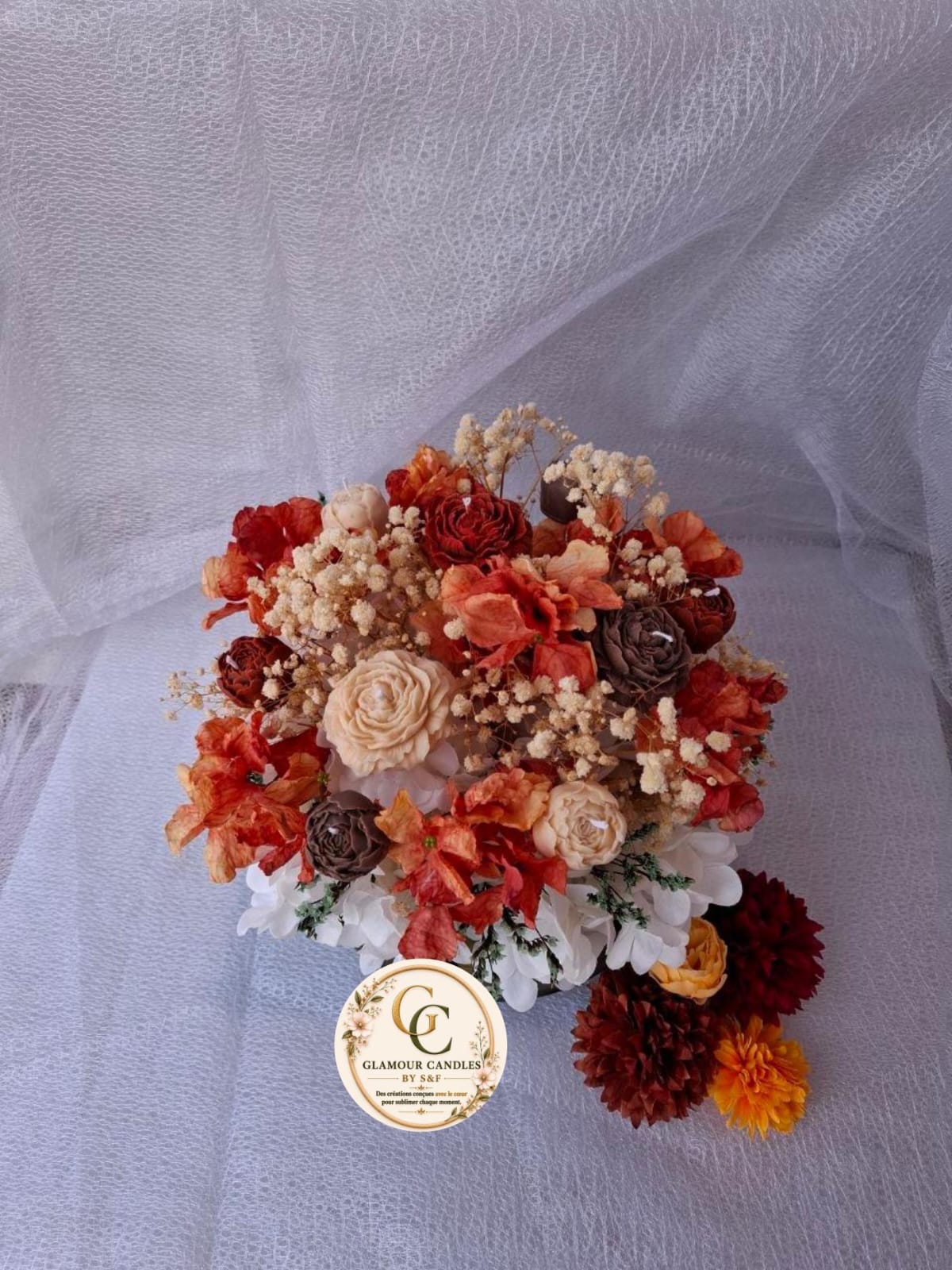 Grand bouquet bougie artisanale 16