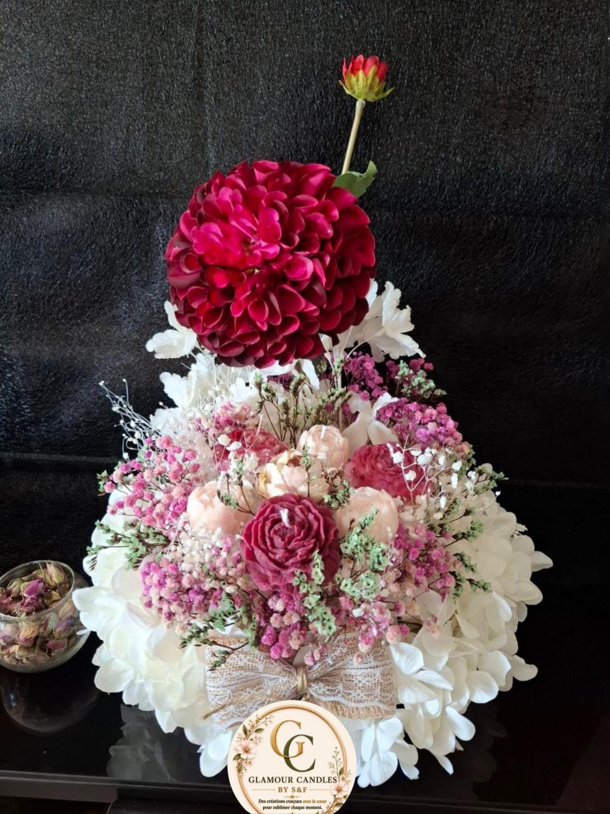 Grand bouquet bougie artisanale 19